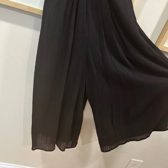 Maeve Black Textured Jumper Romper 6 Wide Leg Halter Sleeveless Boho Twist - Picture 4 of 8